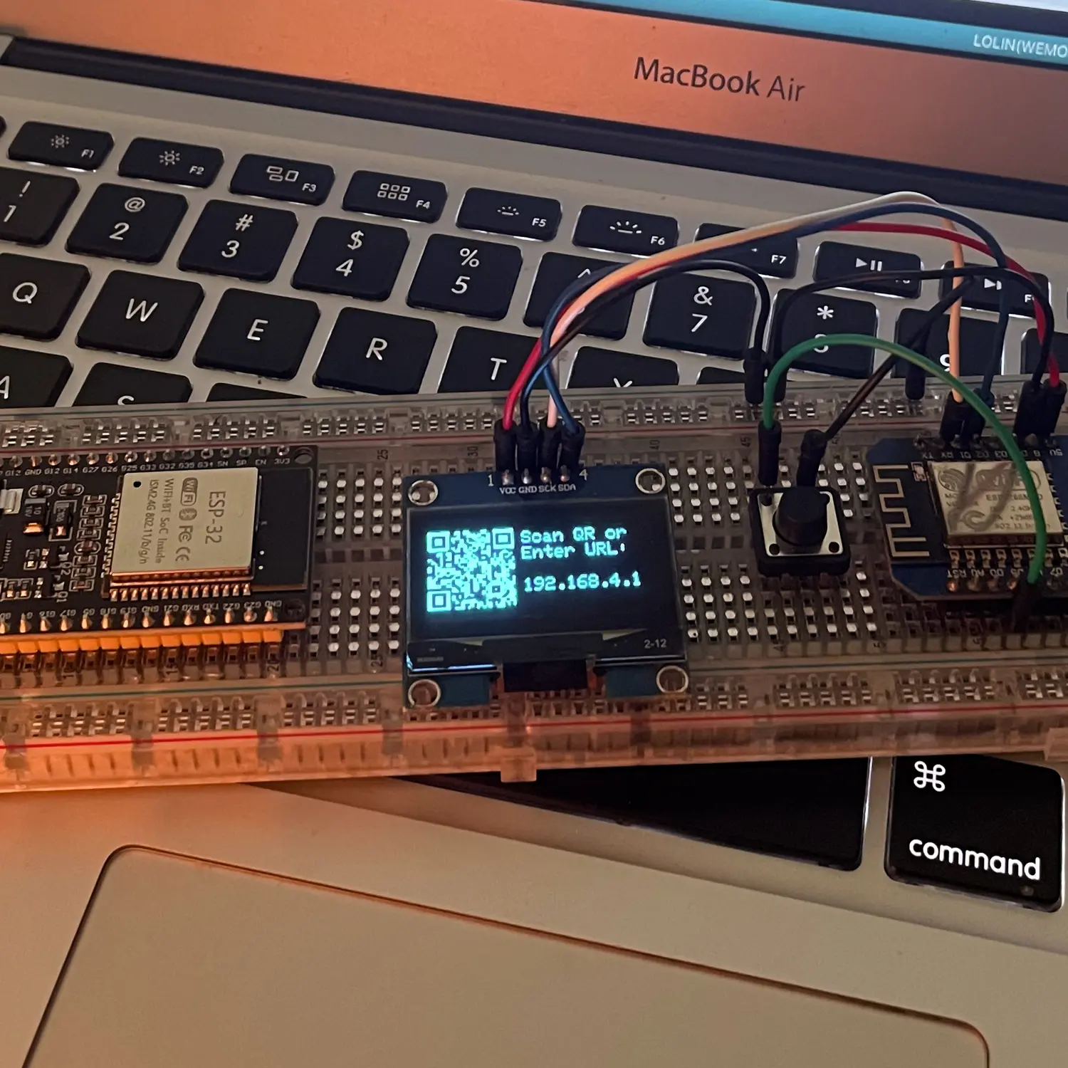 EasyESPConnect running on an ESP32 prototype with OLED