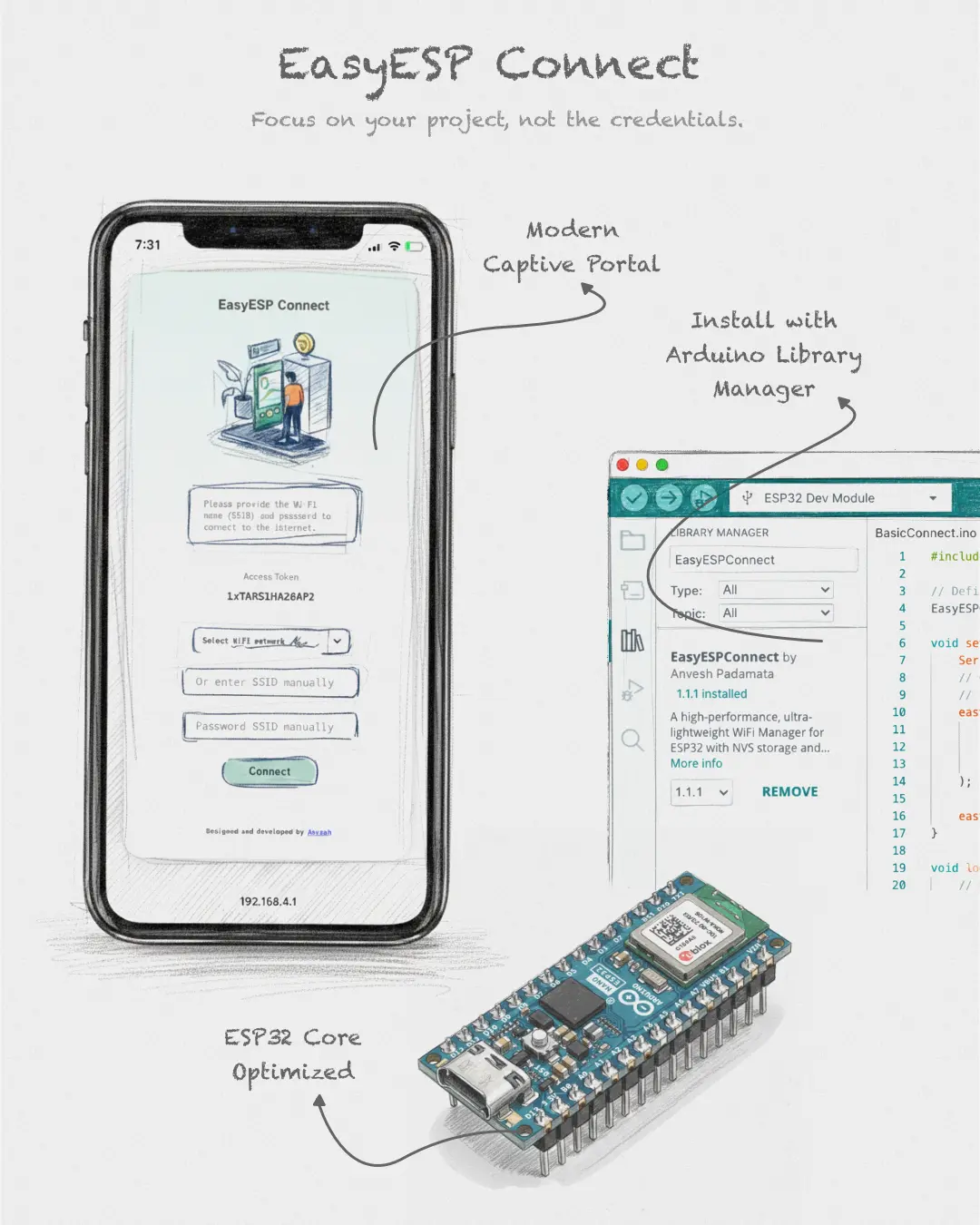 EasyESPConnect captive portal and ESP32 presentation